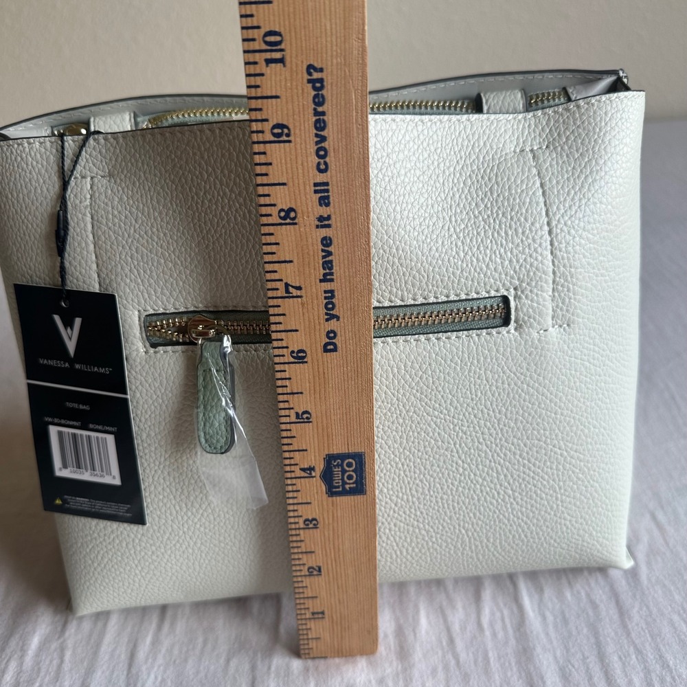 Vanessa Williams Bone Mint Pebble Grain Tote Bag VW-30-BONMNT NWT - Picture 12 of 13